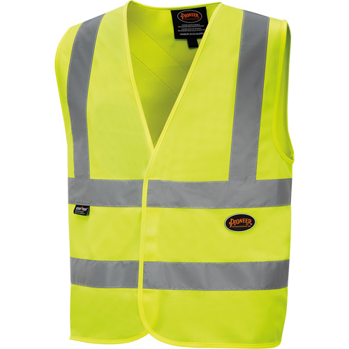 6886 Veste de s&eacute;curit&eacute; haute visibilit&eacute; en tricot chaîne, Jaune lime haute visibilit&eacute;, Petit, Polyester Equipex