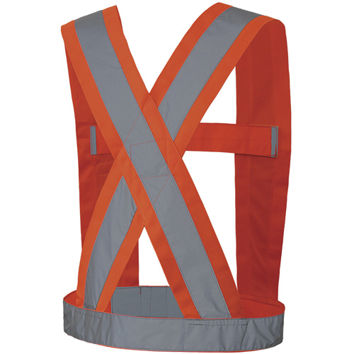 5491 Bretelles ajustables de s&eacute;curit&eacute; haute visibilit&eacute; de 4" de largeur, R&eacute;pond ou surpasse la norme CSA Z96 classe 2 - niveau 2, Orange haute visibilit&eacute;, Couleur r&eacute;fl&eacute;chissante Argent, Taille unique Equipex