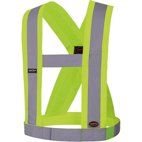 5493 Bretelles ajustables de s&eacute;curit&eacute; haute visibilit&eacute; de 4" de largeur, R&eacute;pond ou surpasse la norme CSA Z96 classe 2 - niveau 2, Jaune lime haute visibilit&eacute;, Couleur r&eacute;fl&eacute;chissante Argent, Taille uniq Equipex