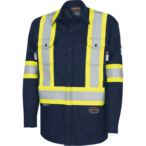 7742SF Chemise de s&eacute;curit&eacute; haute visibilit&eacute; r&eacute;sistant aux arcs &eacute;lectriques 88/12 FR-Tech, Petit, Bleu marin Equipex