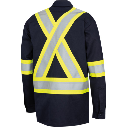 7742SF Chemise de s&eacute;curit&eacute; haute visibilit&eacute; r&eacute;sistant aux arcs &eacute;lectriques 88/12 FR-Tech, Petit, Bleu marin Equipex