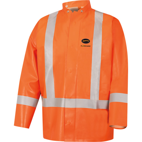 5990J Super Heavy-Duty FR/Arc Resistant Safety Rain Jacket, Small, High Visibility Orange, 11 cal/cm² Equipex