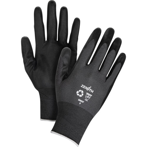Gants &eacute;cologiques enduits et perm&eacute;ables &agrave; l'air, 8, R&ecirc;vetement Mousse de nitrile, Calibre 21, Enveloppe en Nylon/rPET Equipex