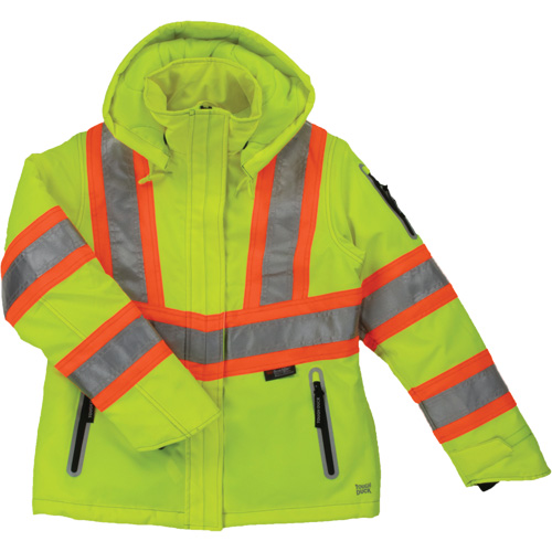 Womens Insulated Flex Safety Jacket, Polyester, High Visibility Lime-Yellow, X-Small Equipex