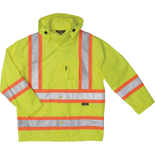 Manteau de s&eacute;curit&eacute; imperm&eacute;able en tissu ind&eacute;chirable Ripstop, Polyester, T-petit, Jaune lime haute visibilit&eacute; Equipex