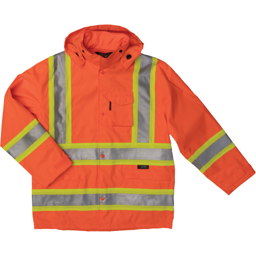 Ripstop Safety Rain Jacket, Polyester, X-Small, High Visibility Orange Equipex