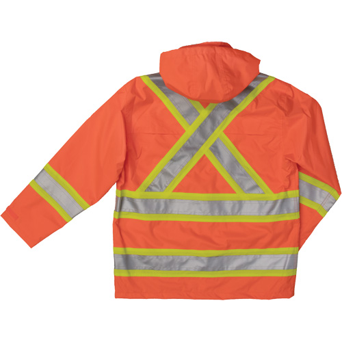 Ripstop Safety Rain Jacket, Polyester, X-Small, High Visibility Orange Equipex