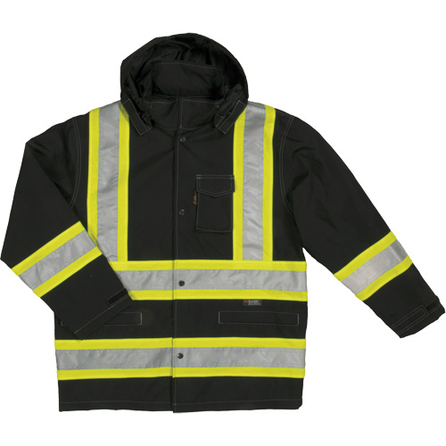 Ripstop Safety Rain Jacket, Polyester, 4X-Large, Black Equipex