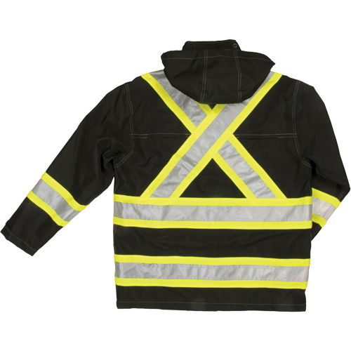 Ripstop Safety Rain Jacket, Polyester, 4X-Large, Black Equipex
