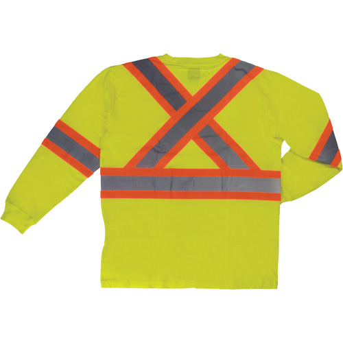 Long Sleeve Safety T-Shirt, Cotton, X-Small, High Visibility Lime-Yellow Equipex