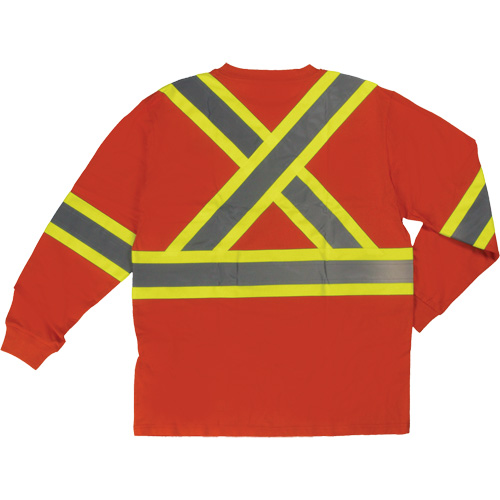 Long Sleeve Safety T-Shirt, Cotton, X-Small, High Visibility Orange Equipex