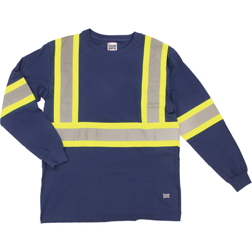 Long Sleeve Safety T-Shirt, Cotton, X-Small, Navy Blue Equipex
