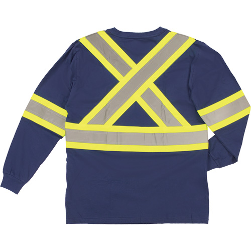 Long Sleeve Safety T-Shirt, Cotton, X-Small, Navy Blue Equipex