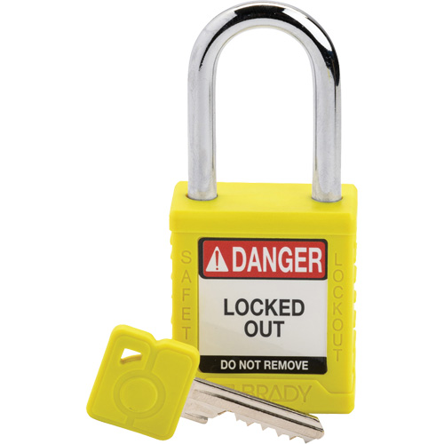 Velocity Lockout Padlock, Yellow, Keyed Different, Nylon, 1-1/2" Width Equipex
