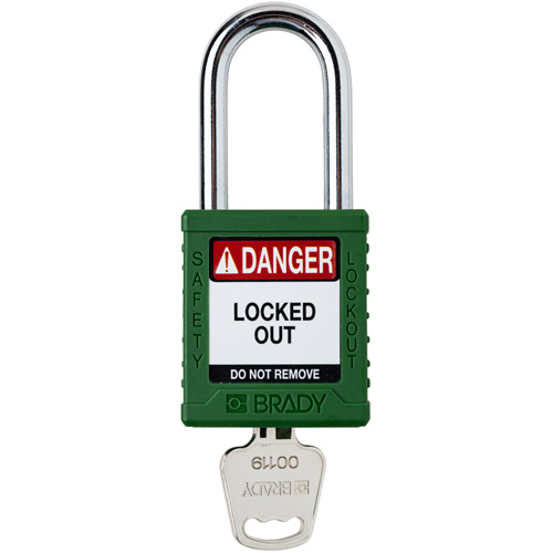 Velocity Lockout Padlock, Green, Keyed Different, Nylon, 1-1/2" Width Equipex