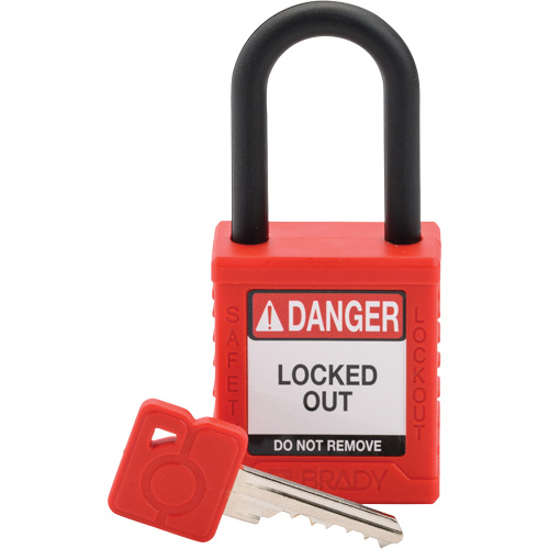 Cadenas de verrouillage de s&eacute;curit&eacute; Velocity, Rouge, Cl&eacute;s diff&eacute;rentes, Nylon, Largeur de 1-1/2" Equipex