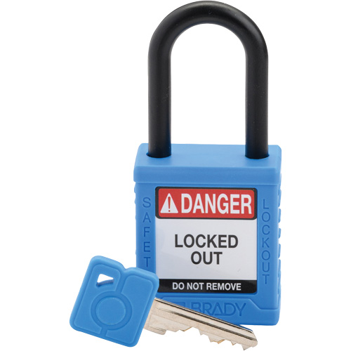 Velocity Safety Lockout Padlock, Blue, Keyed Different, Nylon, 1-1/2" Width Equipex