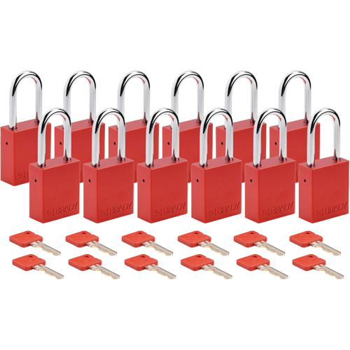 Cadenas de s&eacute;curit&eacute;, Cadenas de s&eacute;curit&eacute;, Cl&eacute;s diff&eacute;rentes, Aluminium, Largeur de 1-1/2" Equipex