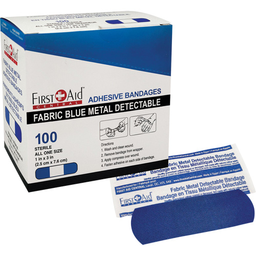 Bandages, Rectangular/Square, 3", Fabric Metal Detectable, Sterile Equipex