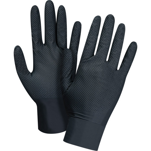 Gants d'examen de poids lourd &agrave; prise tactile, Petit, Nitrile, 8 mils, Sans poudre, Noir, Classe 2 Equipex