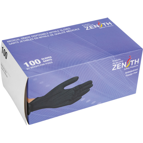 Gants d'examen de poids lourd &agrave; prise tactile, Petit, Nitrile, 8 mils, Sans poudre, Noir, Classe 2 Equipex