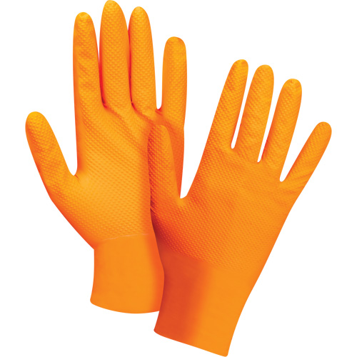 Gants d'examen de poids lourd &agrave; prise tactile, Petit, Nitrile, 8 mils, Sans poudre, Orange Equipex