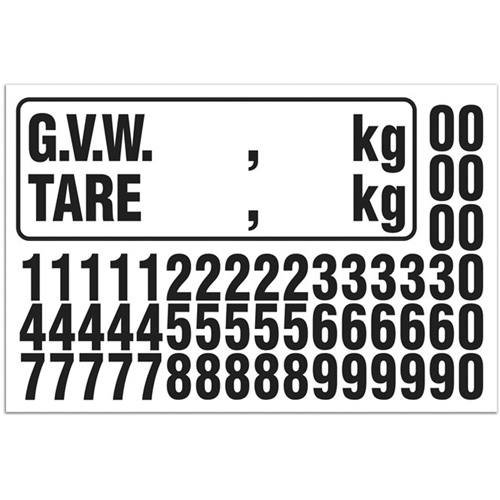 Trousse de num&eacute;rotation de la masse brute du v&eacute;hicule (MBV) pour camion, Num&eacute;ros/lettres/ponctuation assortis, Noir Equipex