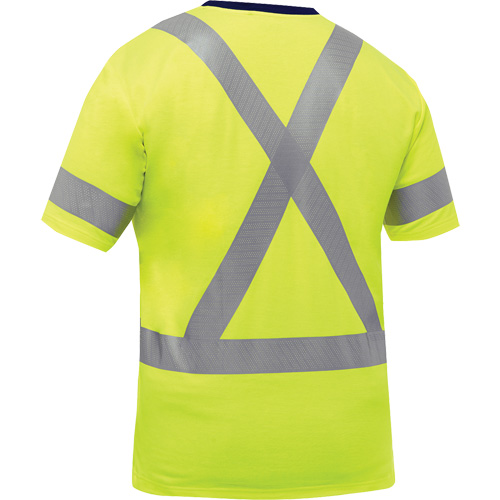 Chemise &agrave; manches courtes et X au dos Bisley, Poly-coton, Petit, Jaune lime haute visibilit&eacute; Equipex