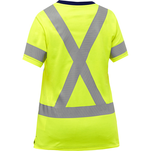Bisley&reg; Women's X-Back Short Sleeve Shirt, Poly-Cotton, Small, High Visibility Lime-Yellow Equipex