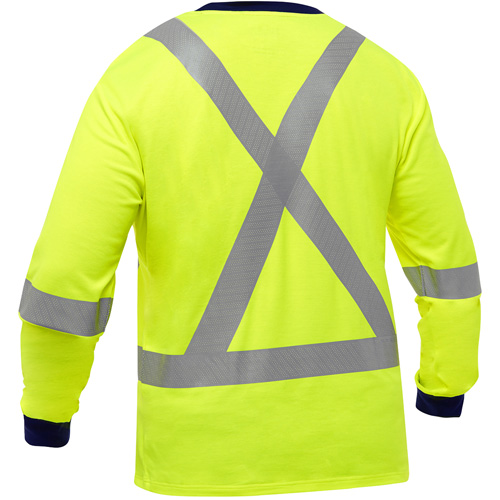 Chemise &agrave; manches longues et X au dos Bisley, Poly-coton, Petit, Jaune lime haute visibilit&eacute; Equipex