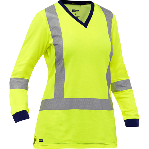 Chemise &agrave; manches longues et X au dos Bisley pour femmes, Poly-coton, Petit, Jaune lime haute visibilit&eacute; Equipex