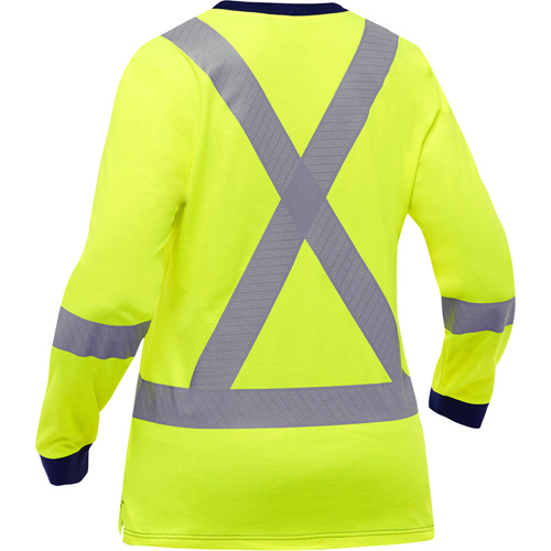 Chemise &agrave; manches longues et X au dos Bisley pour femmes, Poly-coton, Petit, Jaune lime haute visibilit&eacute; Equipex