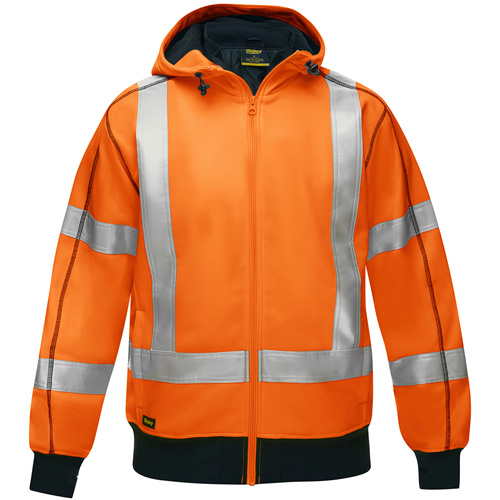 Bisley&reg; X-Back Full Zip Hooded Sweatshirt with Sherpa Lining, Small, High Visibility Orange Equipex