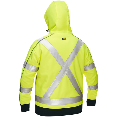 Bisley&reg; X-Back Women's Contoured Full Zip Hooded Sweatshirt with Sherpa Lining, X-Large, High Visibility Lime-Yellow Equipex