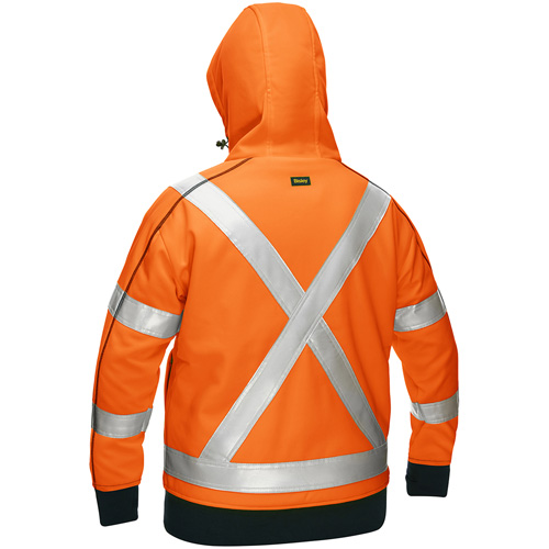 Bisley&reg; X-Back Women's Contoured Full Zip Hooded Sweatshirt with Sherpa Lining, X-Large, High Visibility Orange Equipex