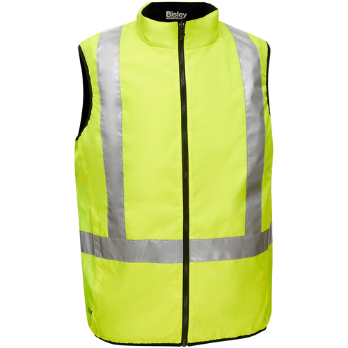Veste bouffante r&eacute;versible avec X au dos Bisley, Jaune lime haute visibilit&eacute;, Grand, Polyester Equipex