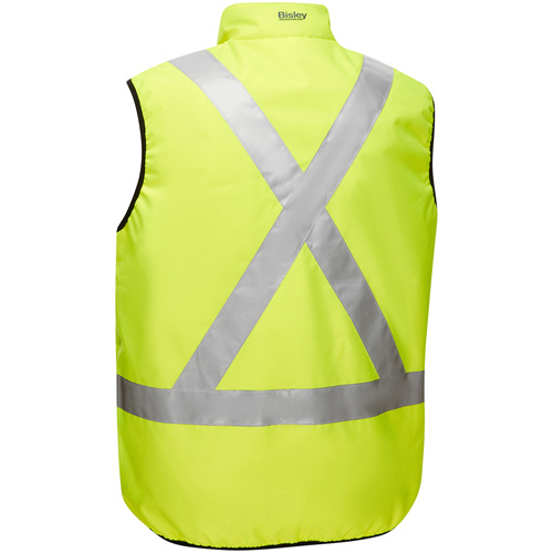 Veste bouffante r&eacute;versible avec X au dos Bisley, Jaune lime haute visibilit&eacute;, Grand, Polyester Equipex