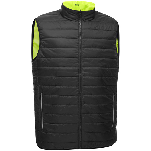 Veste bouffante r&eacute;versible avec X au dos Bisley, Jaune lime haute visibilit&eacute;, Grand, Polyester Equipex