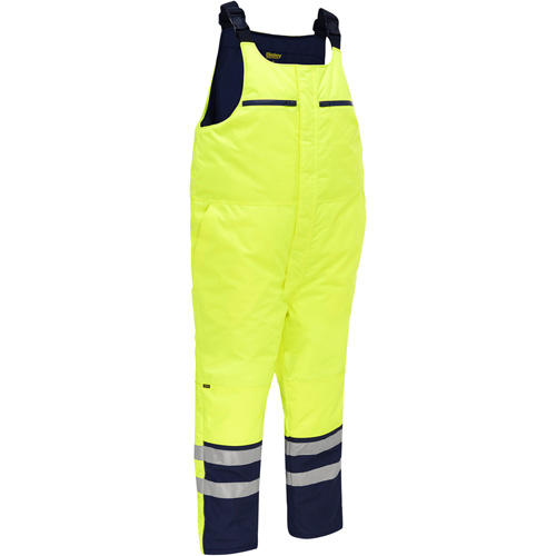 Bisley&reg; Extreme Cold Bib Overall, Polyester, Small, High Visibility Lime-Yellow Equipex