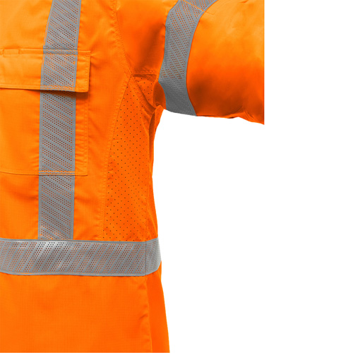 Bisley&reg; X-Back Long Sleeve Work Shirt with X-Airflow, Poly-Cotton, Small, High Visibility Orange Equipex