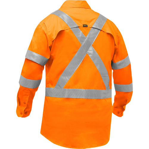 Bisley&reg; X-Back Women's Long Sleeve Work Shirt with X-Airflow, Poly-Cotton, Small, High Visibility Orange Equipex
