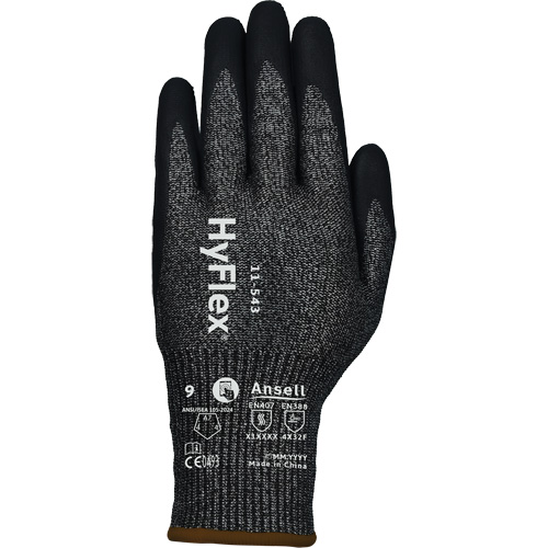 Gants r&eacute;sistants &agrave; la coupe HYFLEX 11-543, Taille 6, Calibre 13, Rev&ecirc;tement Nitrile, Enveloppe en Nylon/Acier inoxydable/PEHP/Spandex, ASTM ANSI niveau A7/EN 388 niveau F Equipex
