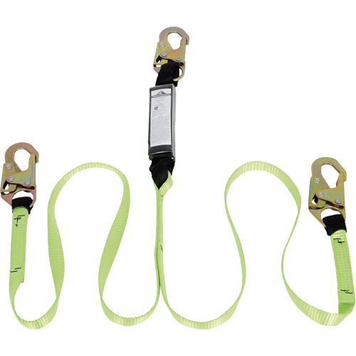SA-54000-6 Shock Absorbing Lanyard, 6', Snap Hook Center, Snap Hook Leg Ends, Polyester Equipex