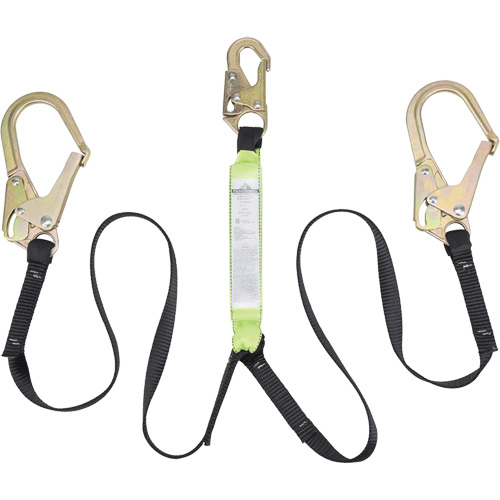 SA-64022-6 Shock Absorbing Lanyard, 6', Form Hook Center, Snap Hook Leg Ends, Polyester Equipex