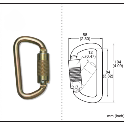 CP-03015-2 Zinc Plated Carabiner with 3/4" Gate Opening, Steel Equipex