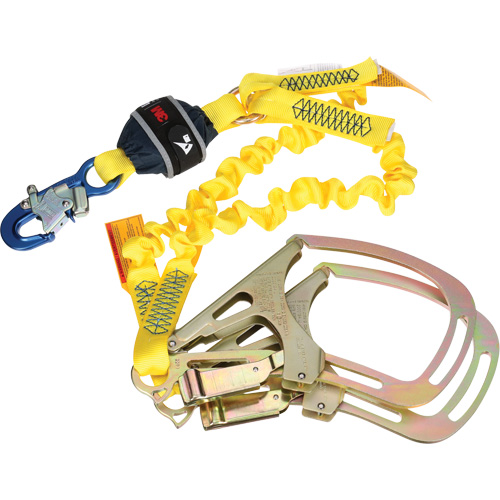 Twin-Leg Stretch Web Shock-Absorbing Lanyard, 6', Rebar Hook Center, Snap Hook Leg Ends Equipex