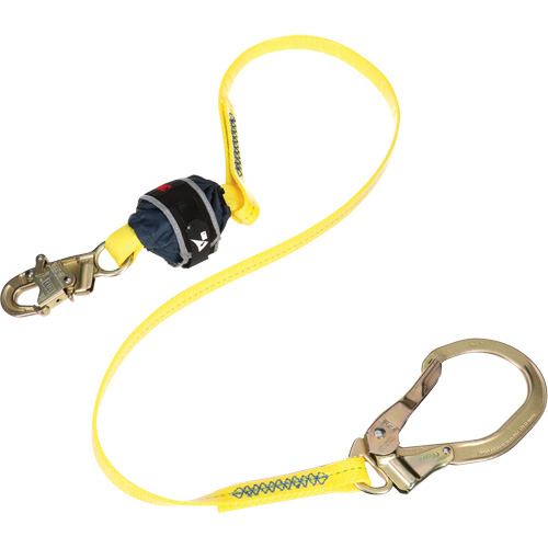Coated Web Shock-Absorbing Lanyard, 6', Rebar Hook Center, Snap Hook Leg Ends Equipex