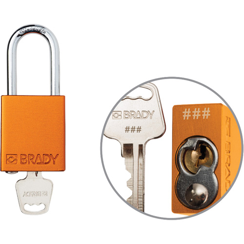 Velocity Plus Safety Lockout Padlock, Orange, Keyed Alike, Aluminum, 1-1/2" Width Equipex