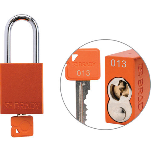 Velocity Plus Safety Lockout Padlock, Orange, Keyed Alike, Aluminum, 1-1/2" Width Equipex
