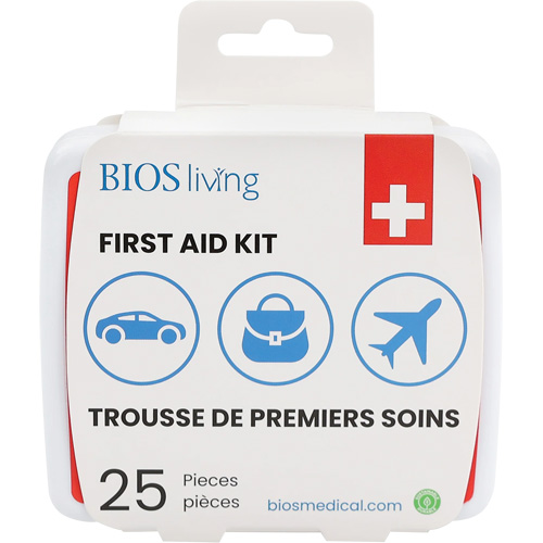Trousse de premiers soins pour la maison et le voyage de 25 morceaux, Boîte en plastique Equipex